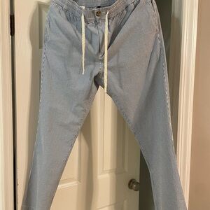 J. Crew Men's Ludlow Seersucker Blue & White Striped Pants